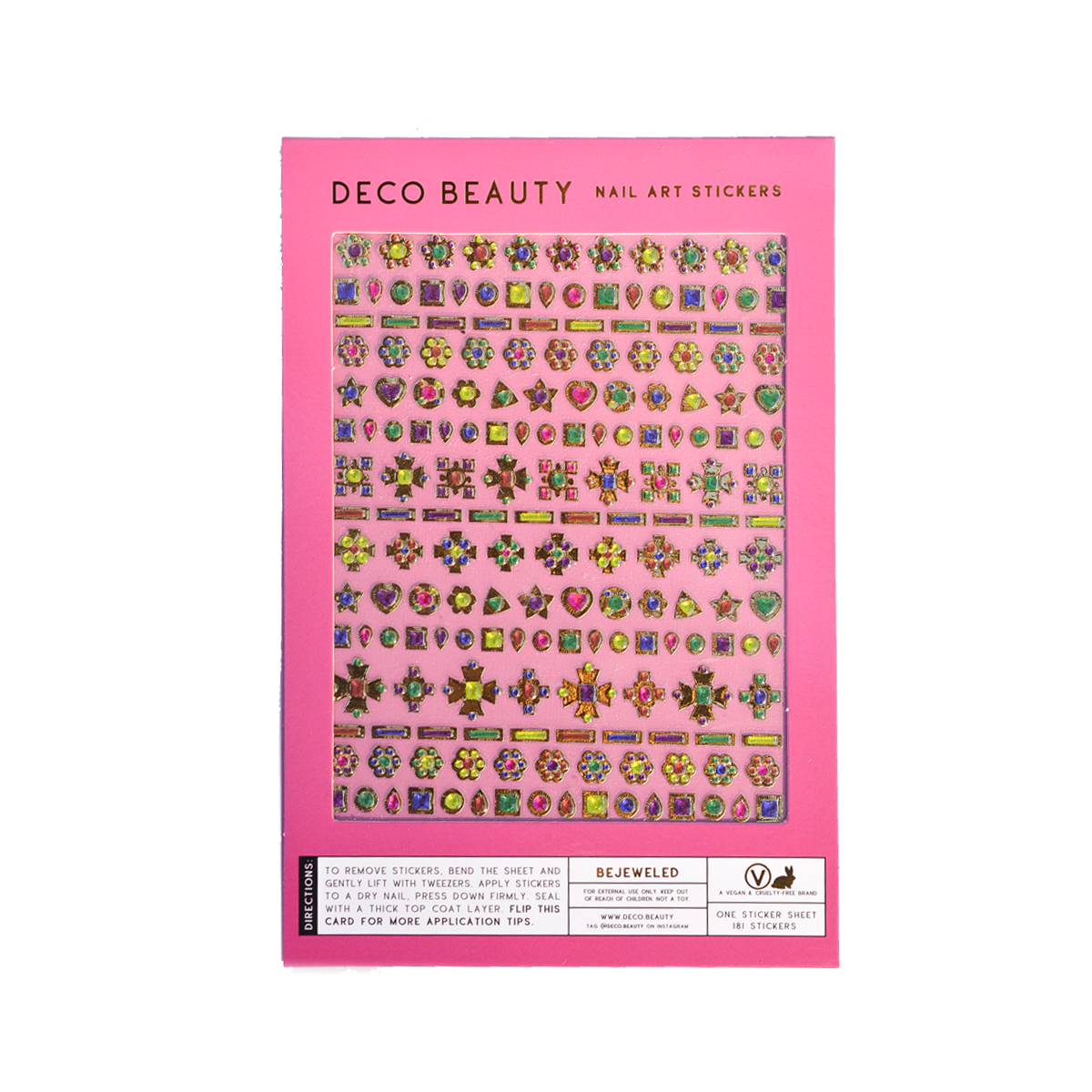 Bejeweled nail art stickers flat lay