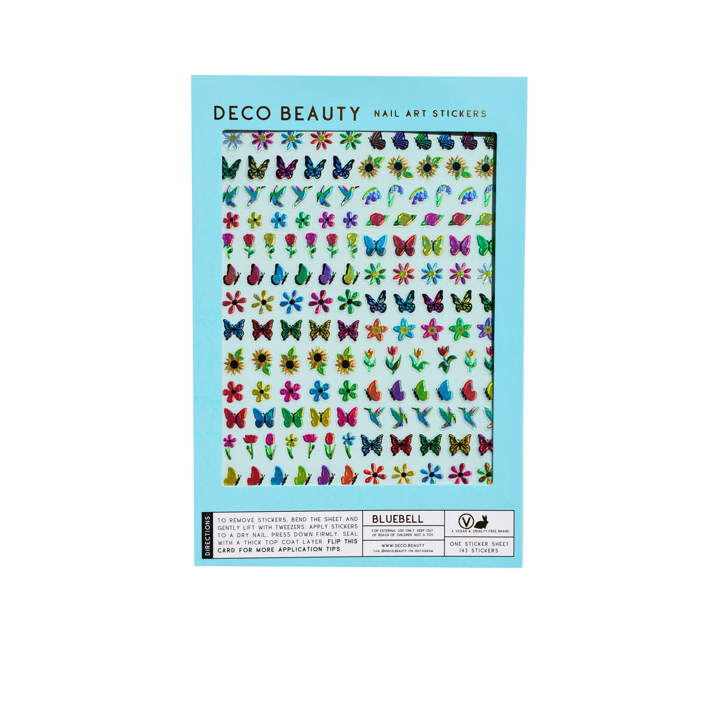 Bluebell nail art stickers flat lay