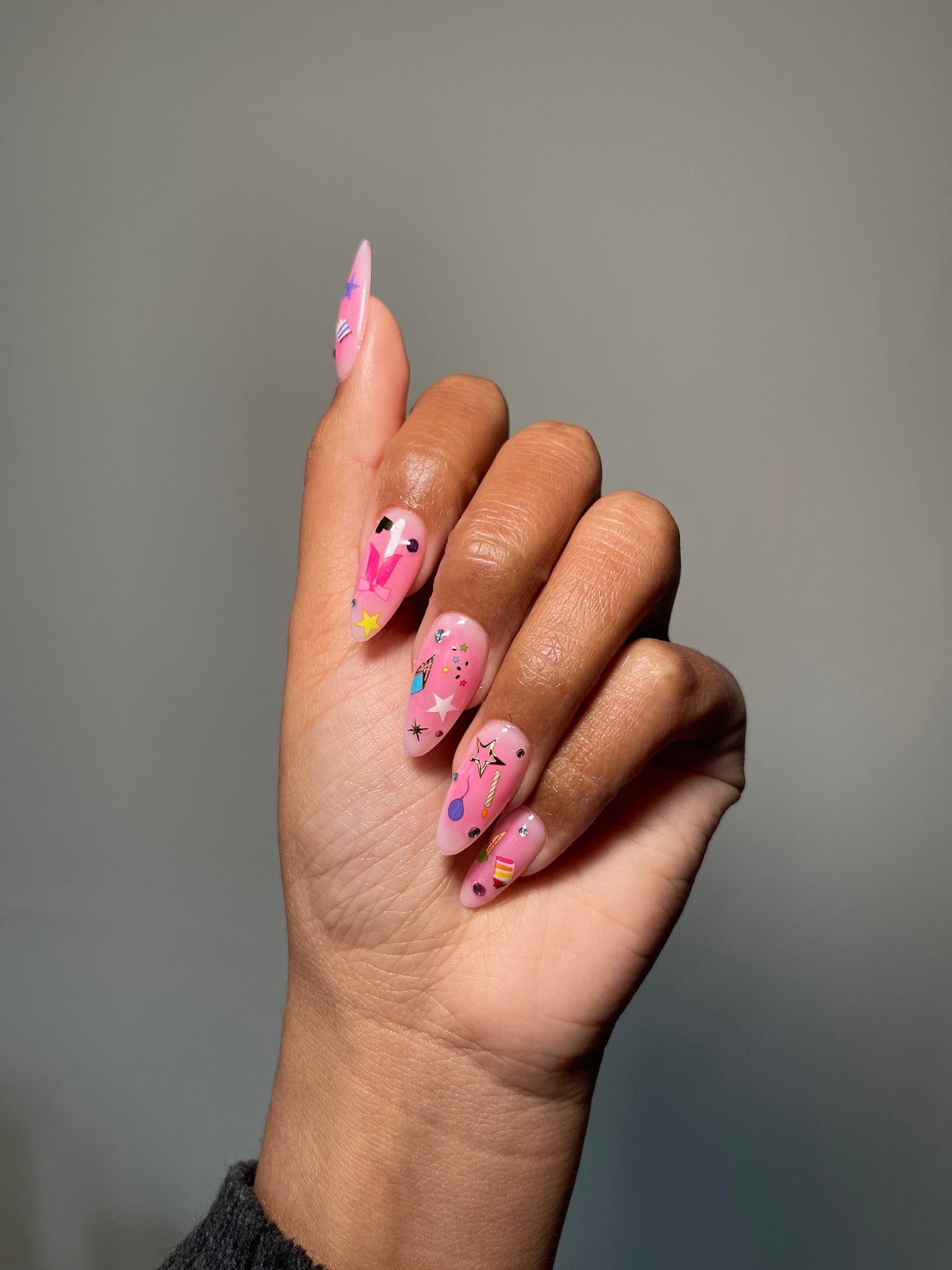 Birthday pink nail look
