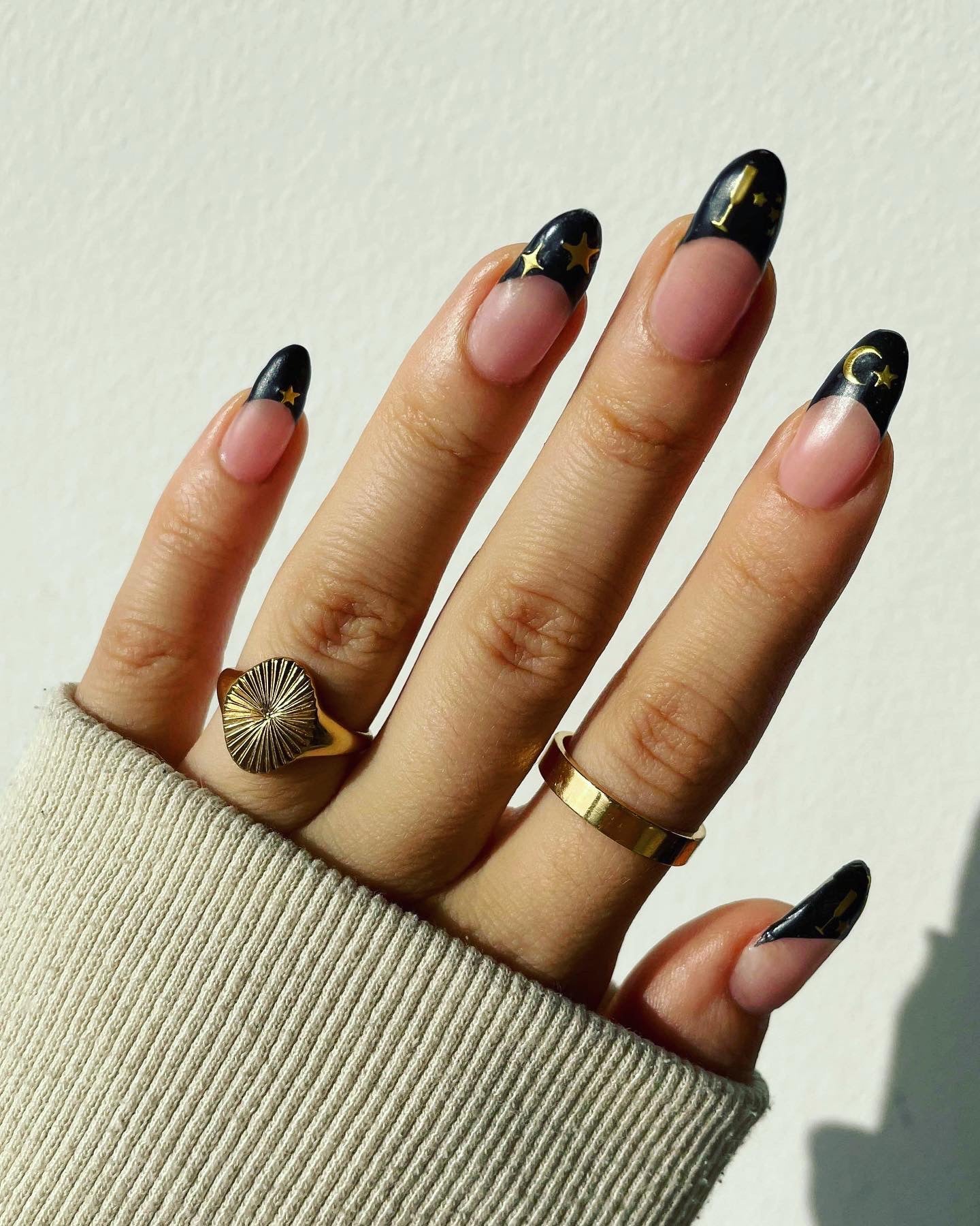 Picnic Paris Nail Art Sticker Sheet with champagne glasses and black tips