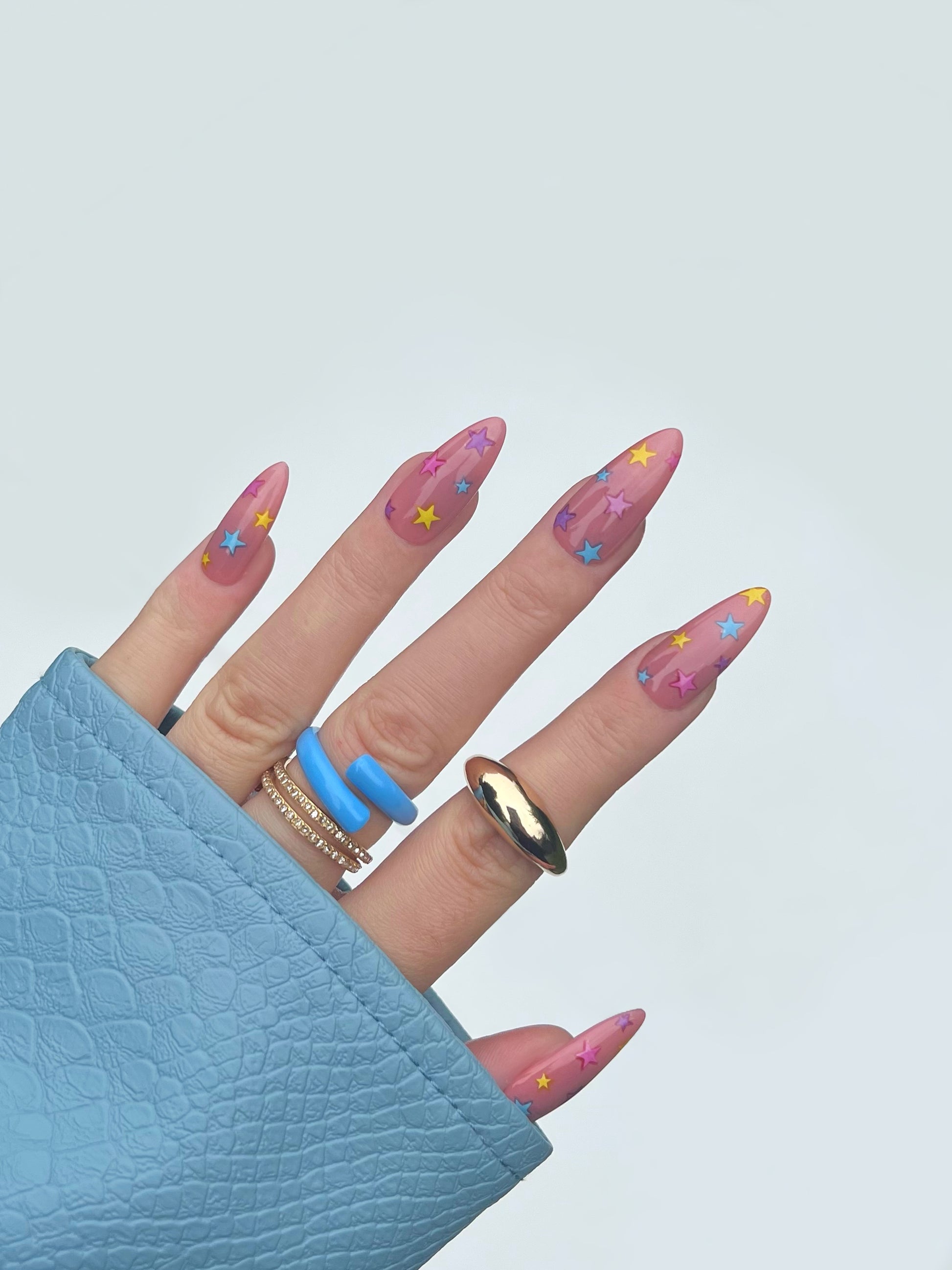 Lucky Charm star look on nude nails