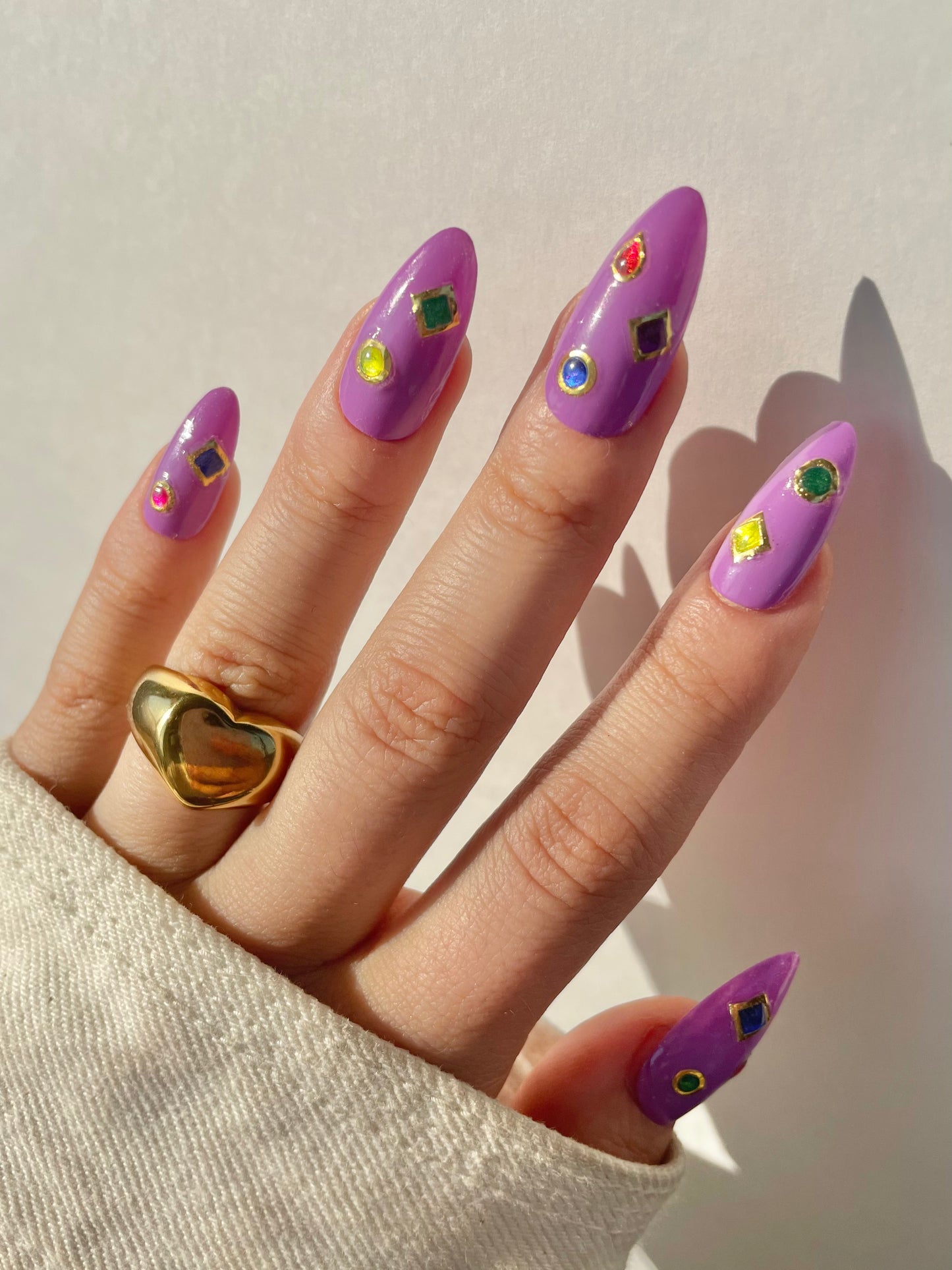 Bejeweled Stickers on purple nails