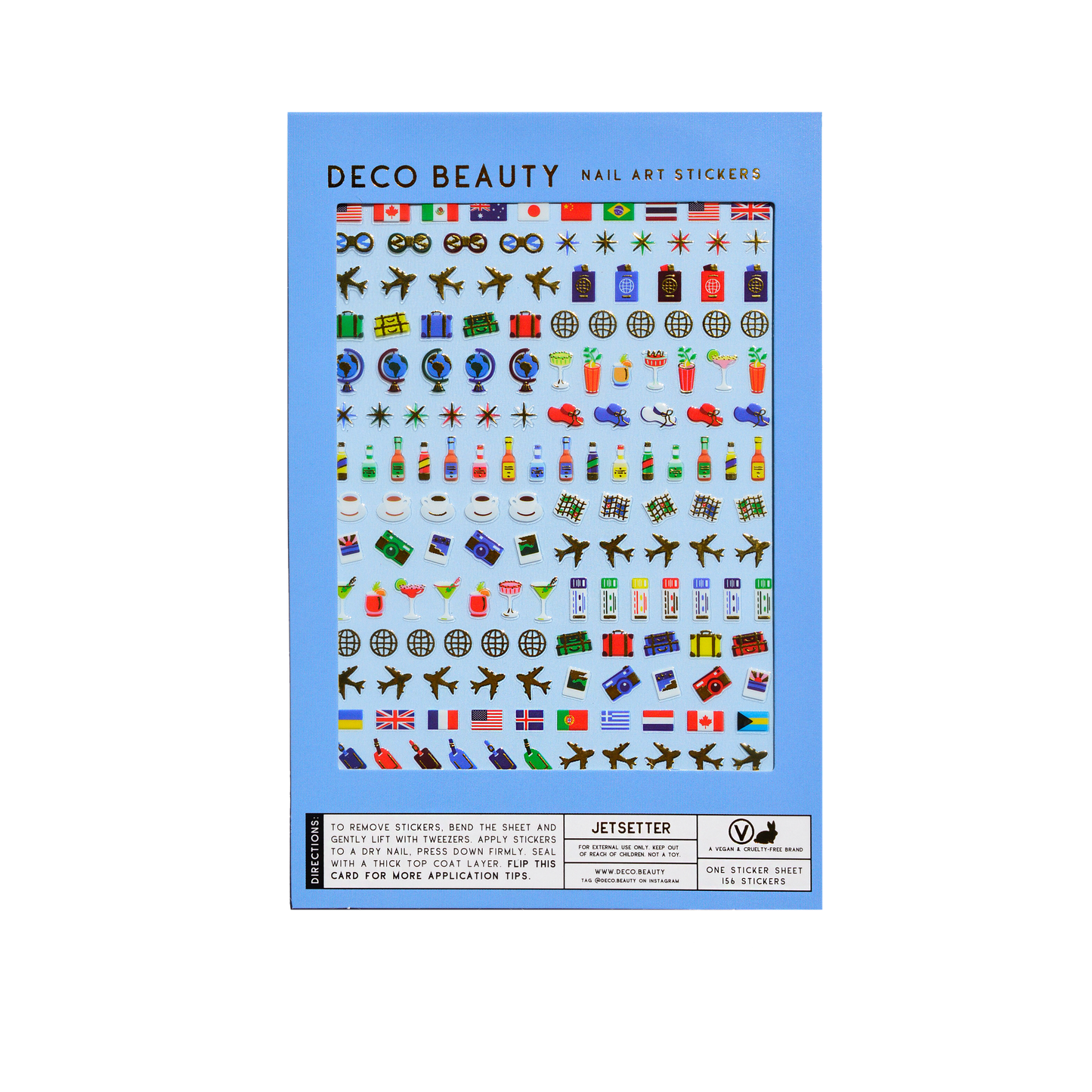 Jetsetter nail art stickers flat lay