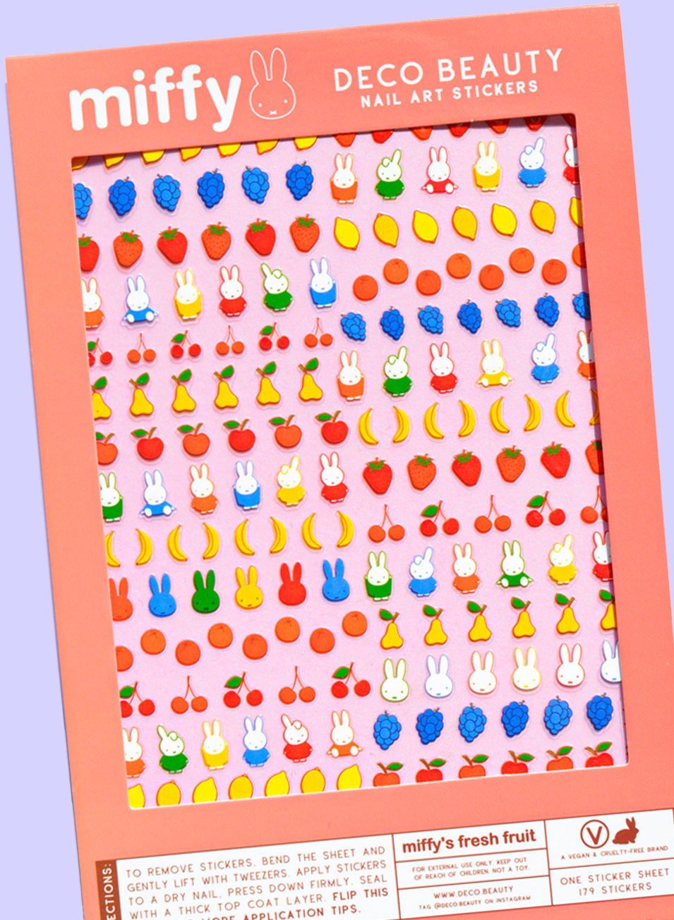 Miffy's Fresh Fruit nail art sticker sheet flat lay