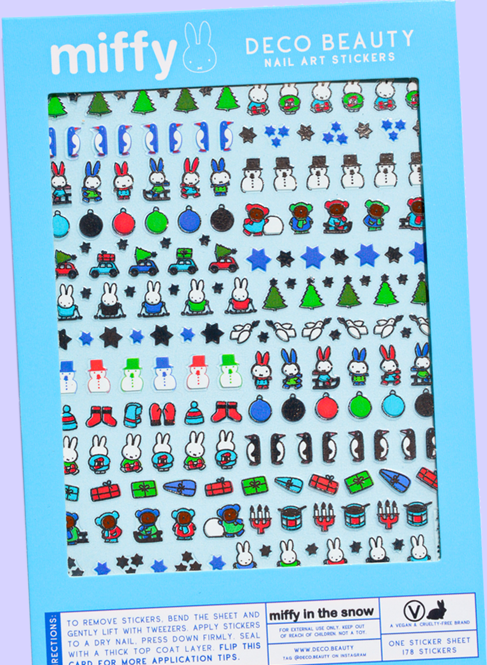 Miffy in the Snow nail art sticker sheet flat lay