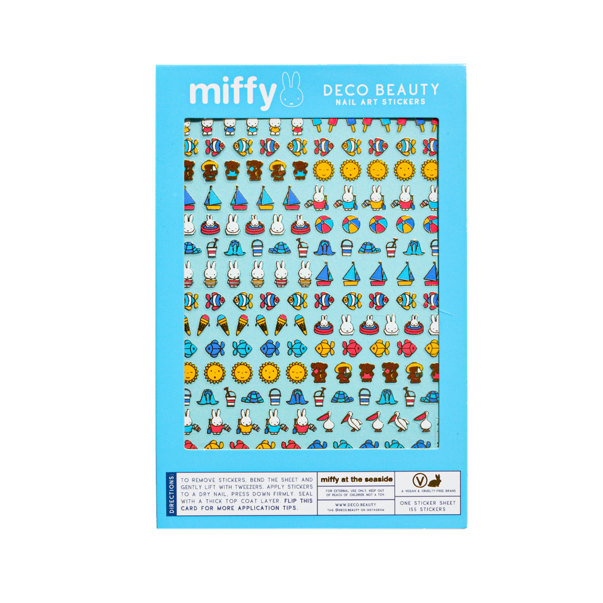 Miffy at the Seaside nail art sticker sheet flat lay