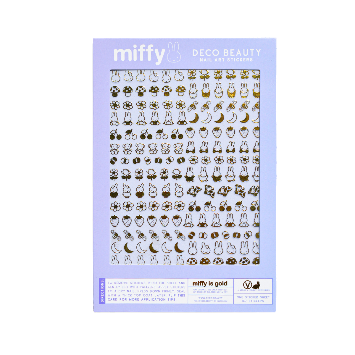 Miffy is Gold nail art sticker sheet flat lay