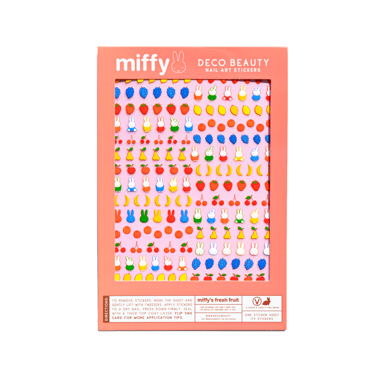 Miffy's Fresh Fruit nail art sticker sheet flat lay