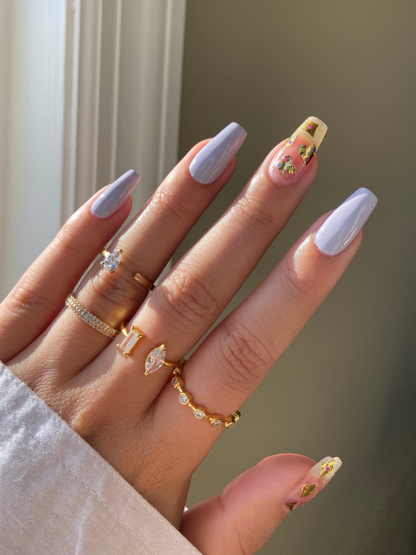 Oceanus Sticker looks with Frenchie nail polish purple