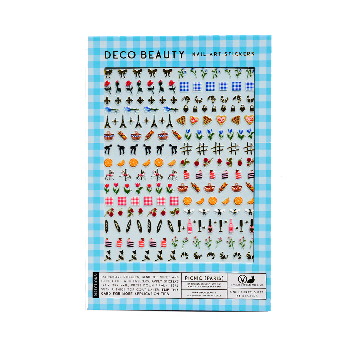 Picnic nail art stickers flat lay