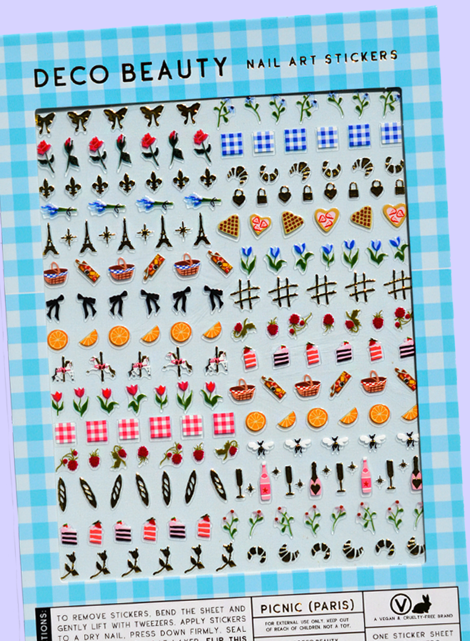 Picnic nail art stickers flat lay