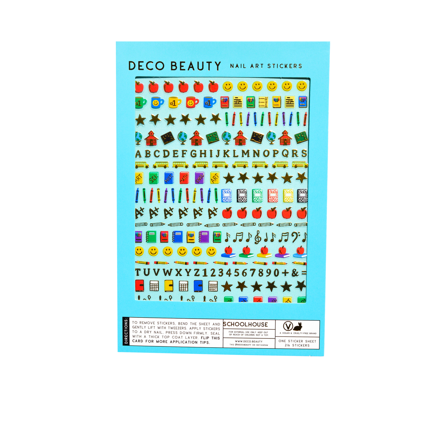 Schoolhouse nail art stickers flat lay