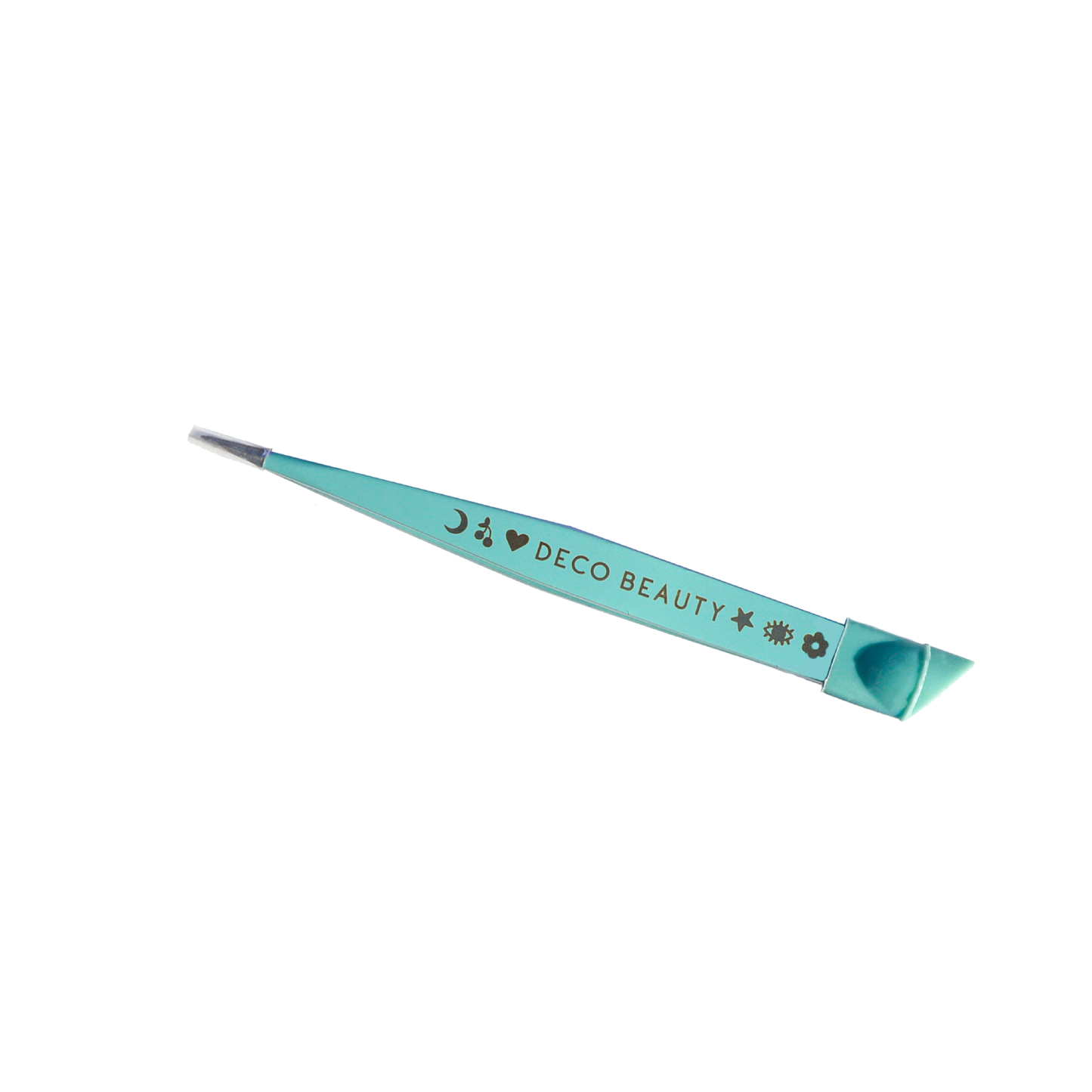 blue mini tweezers that say DECO BEAUTY