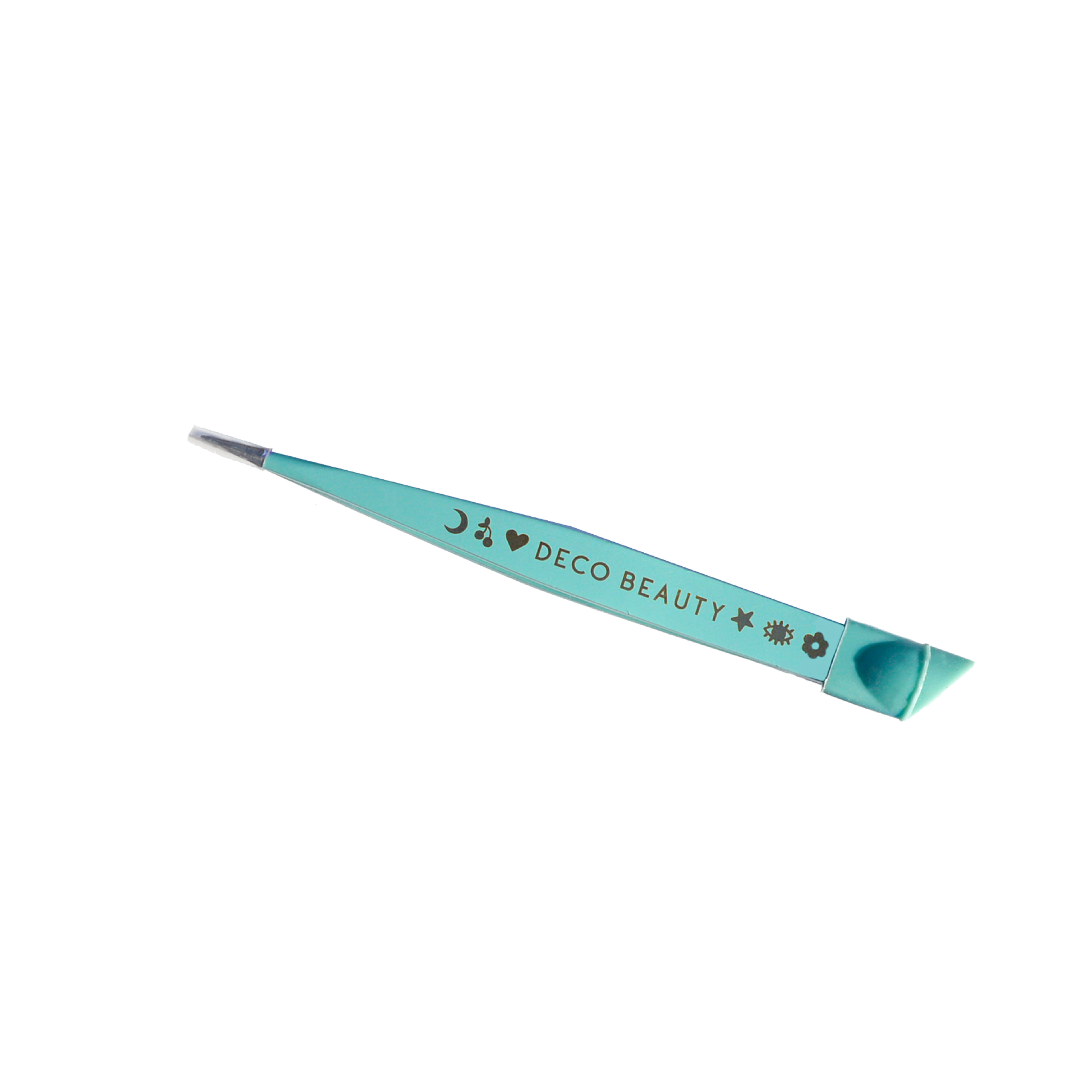 blue mini tweezers that say DECO BEAUTY