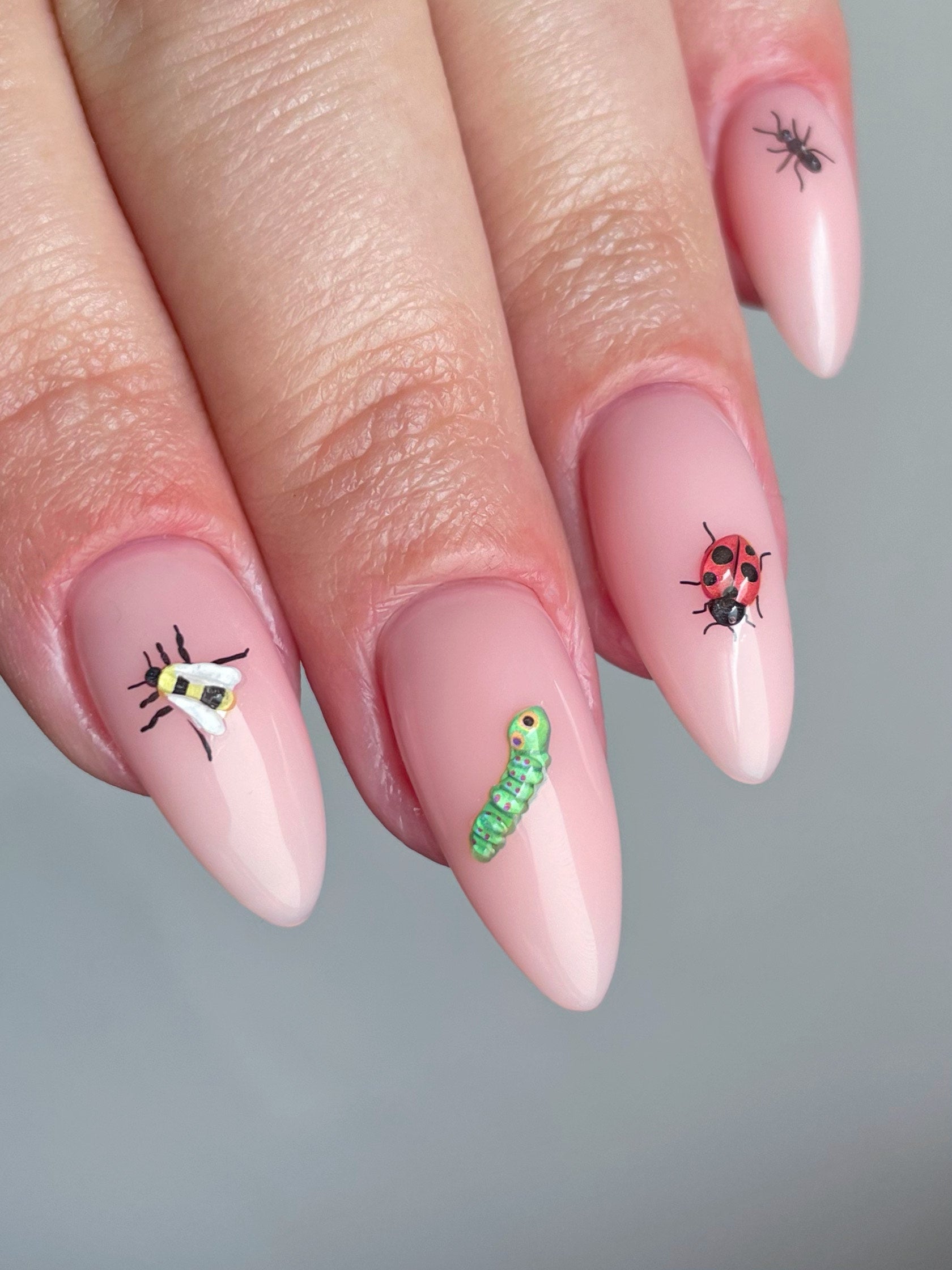 Critters bug nails on nude nails