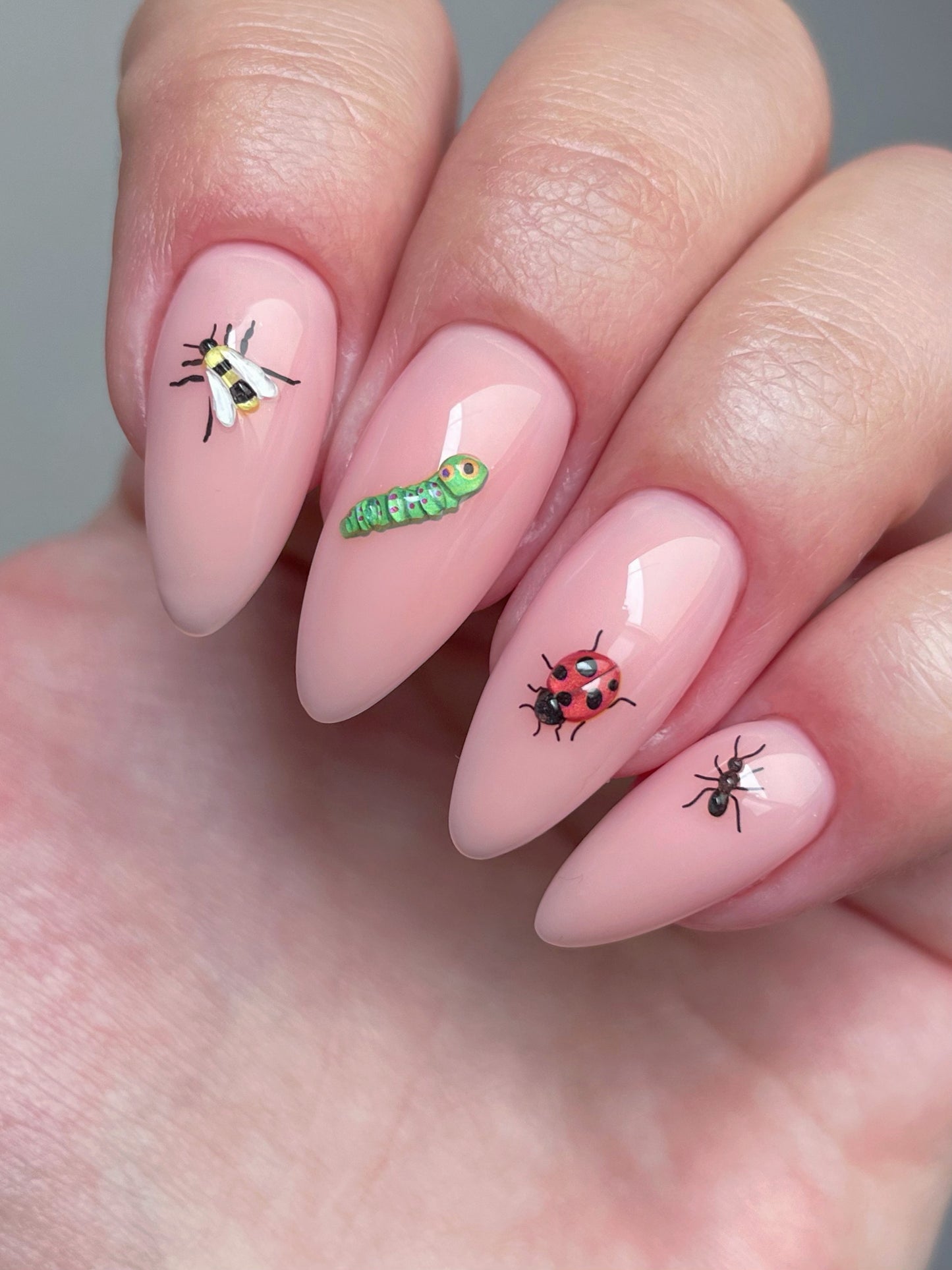 Critters bug nails on nude nails