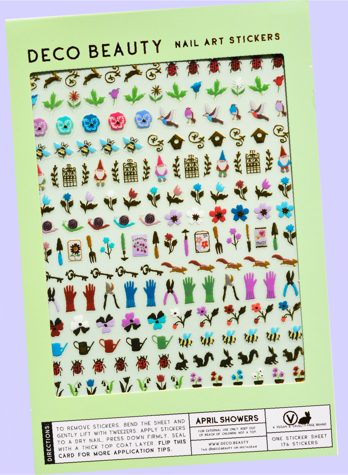 April Showers sheet flat lay on purple background