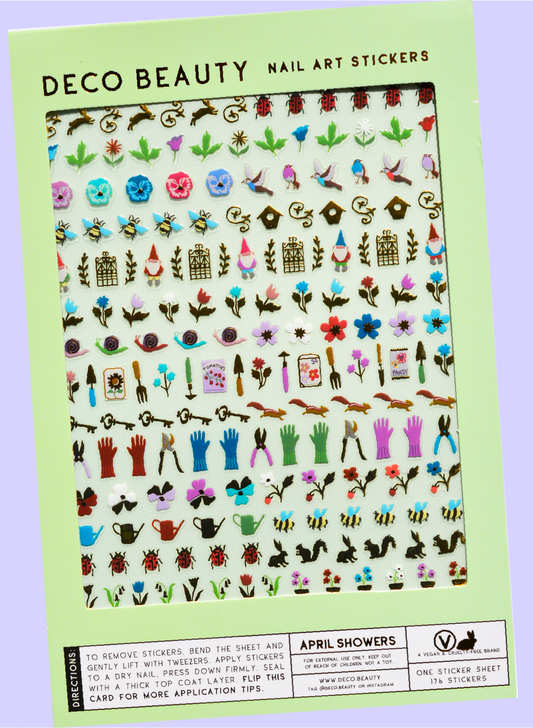 April Showers sheet flat lay on purple background