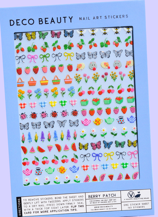Berry Patch nail art stickers flat lay