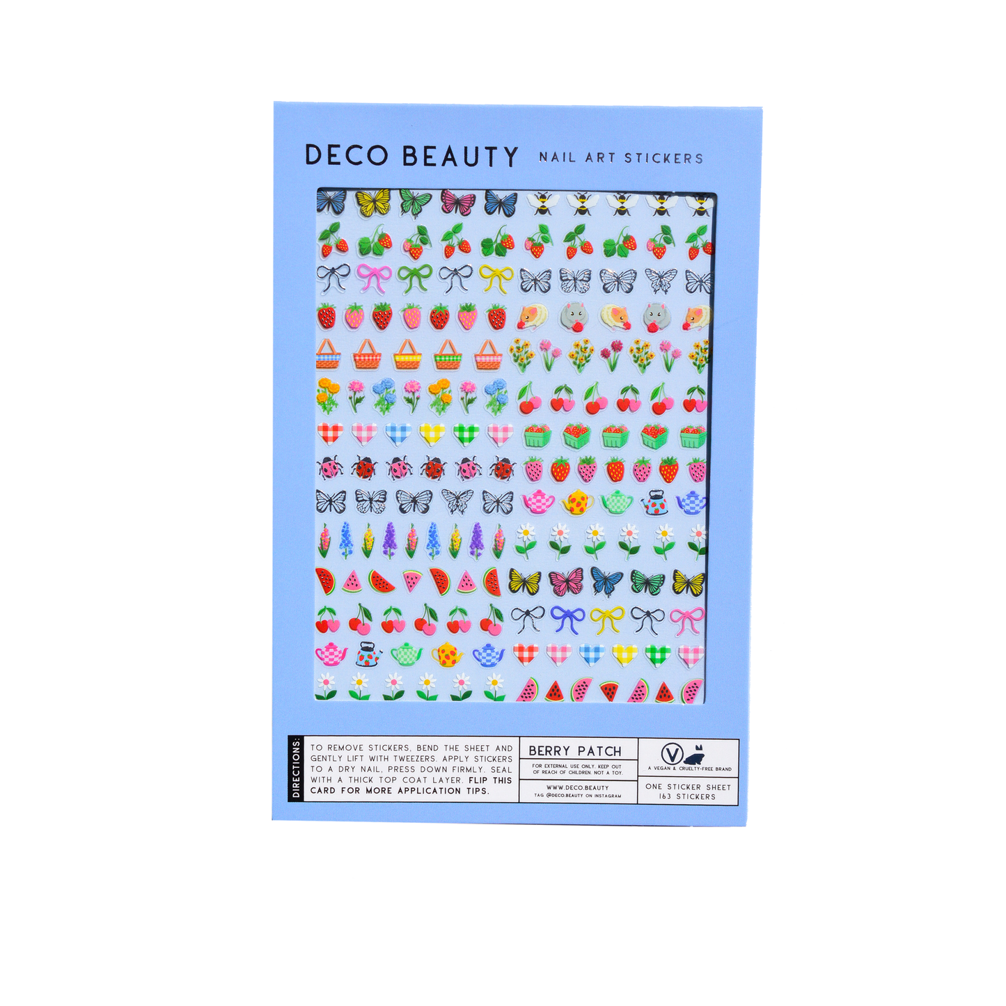 Berry Patch nail art stickers flat lay