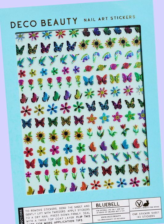 Bluebell nail art stickers flat lay