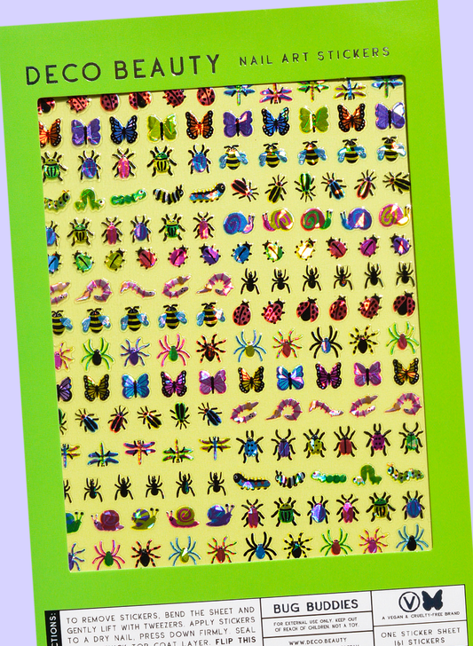 Bug Buddies nail art sheet flat lay