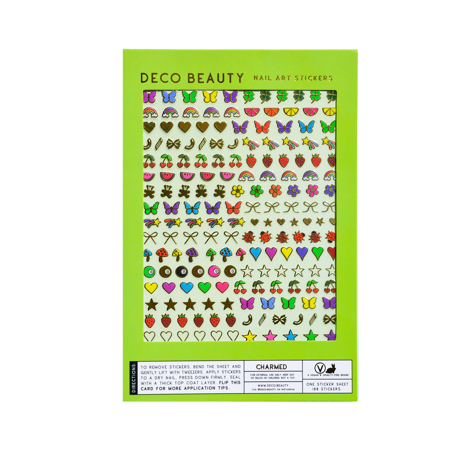 Charmed nail art sticker sheet flat lay