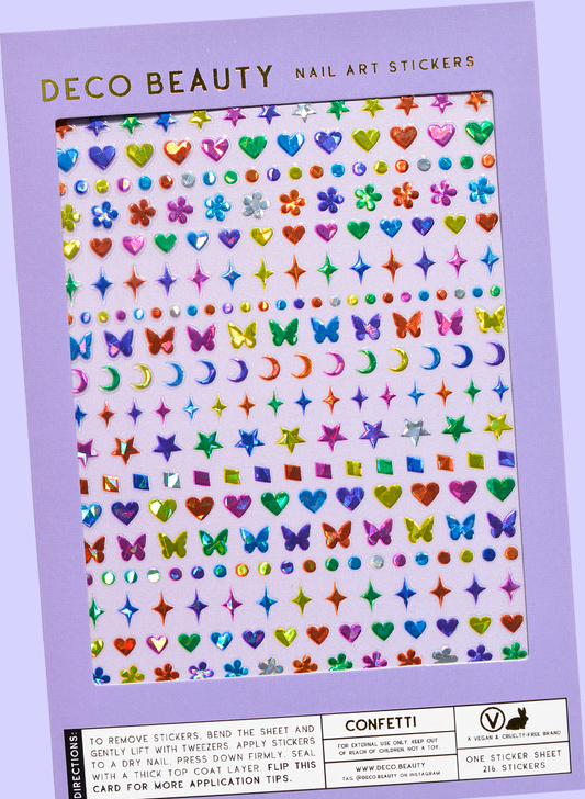 Confetti nail art sheet flay lay