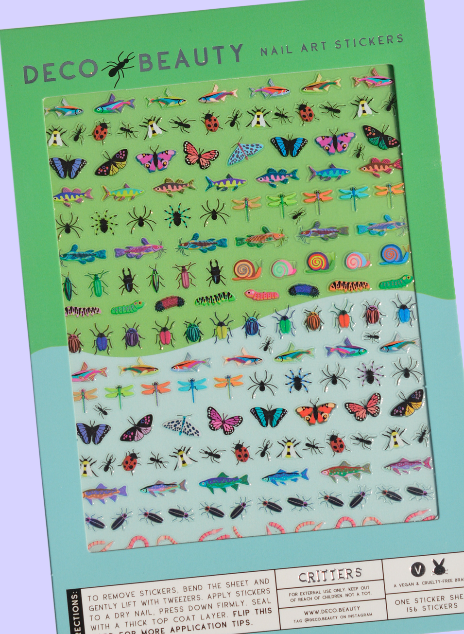 critters nail art stickers flat lay