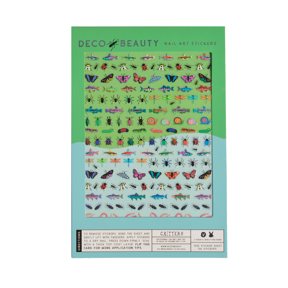 critters nail art stickers flat lay