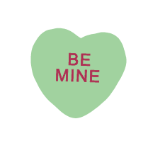 BE MINE heart graphic, moving