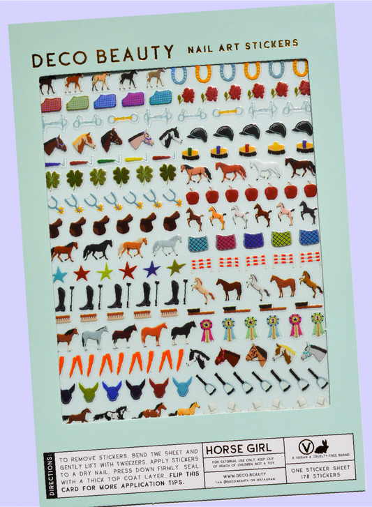 Horse Girl sheet flat lay on purple background