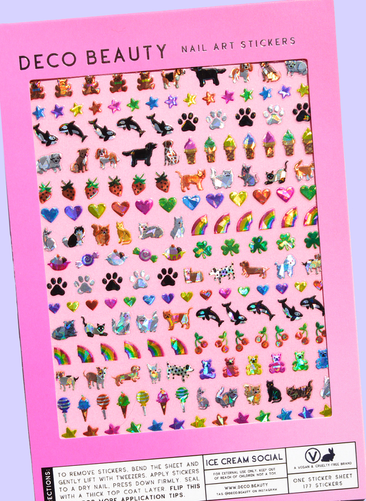 Ice Cream Social nail art sheet flat lay