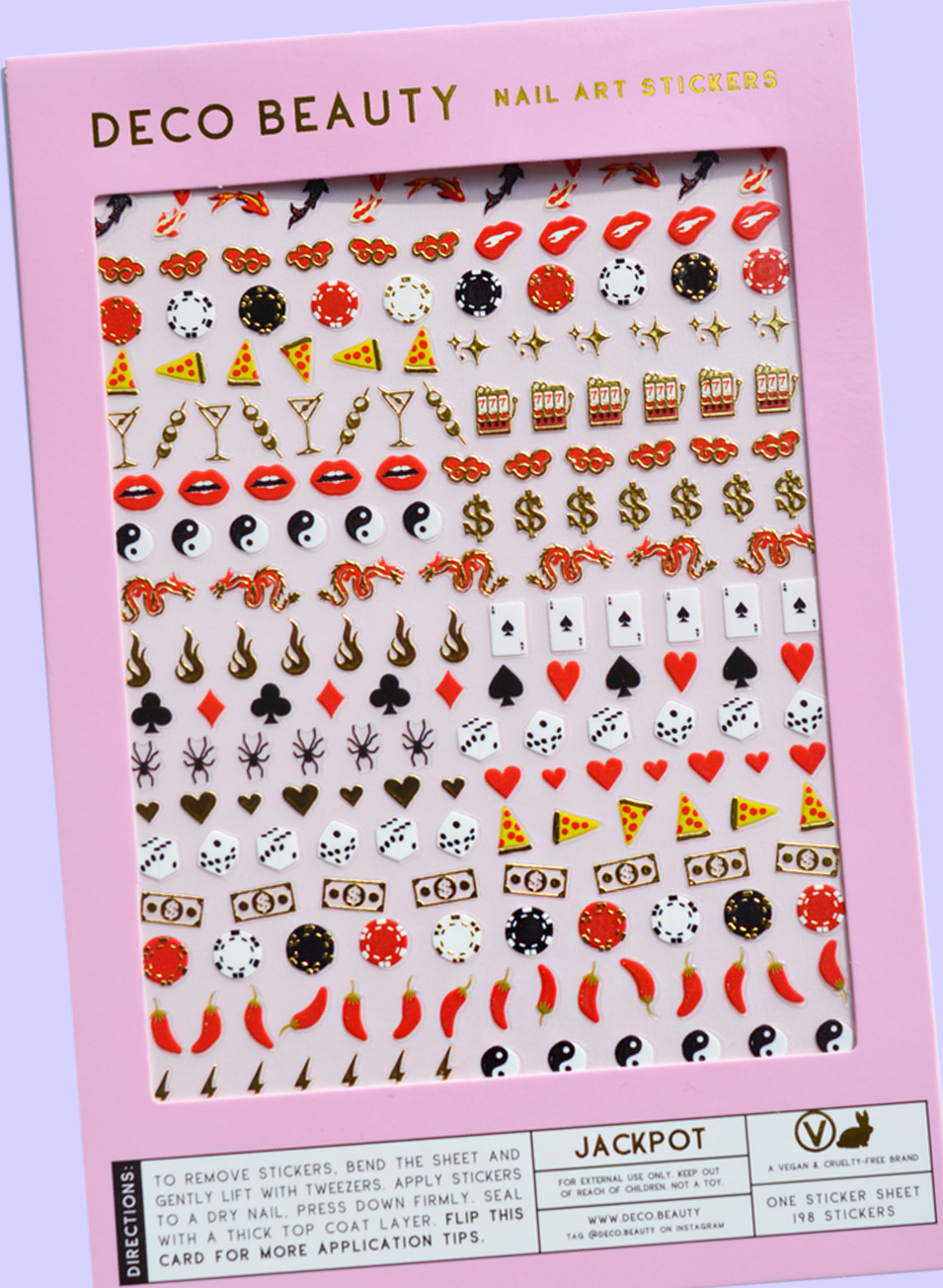 jackpot nail art stickers flat lay