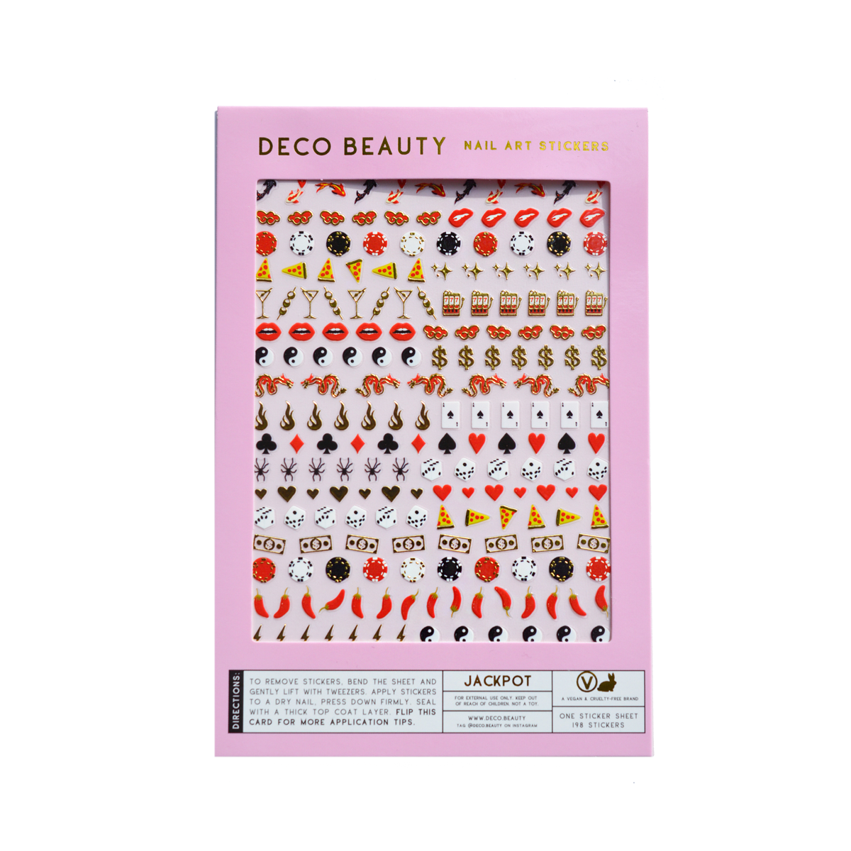 jackpot nail art stickers flat lay