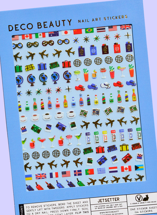 Jetsetter nail art stickers flat lay