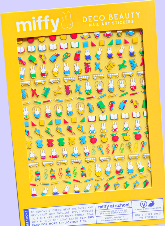 Miffy at School nail art sticker sheet flat lay