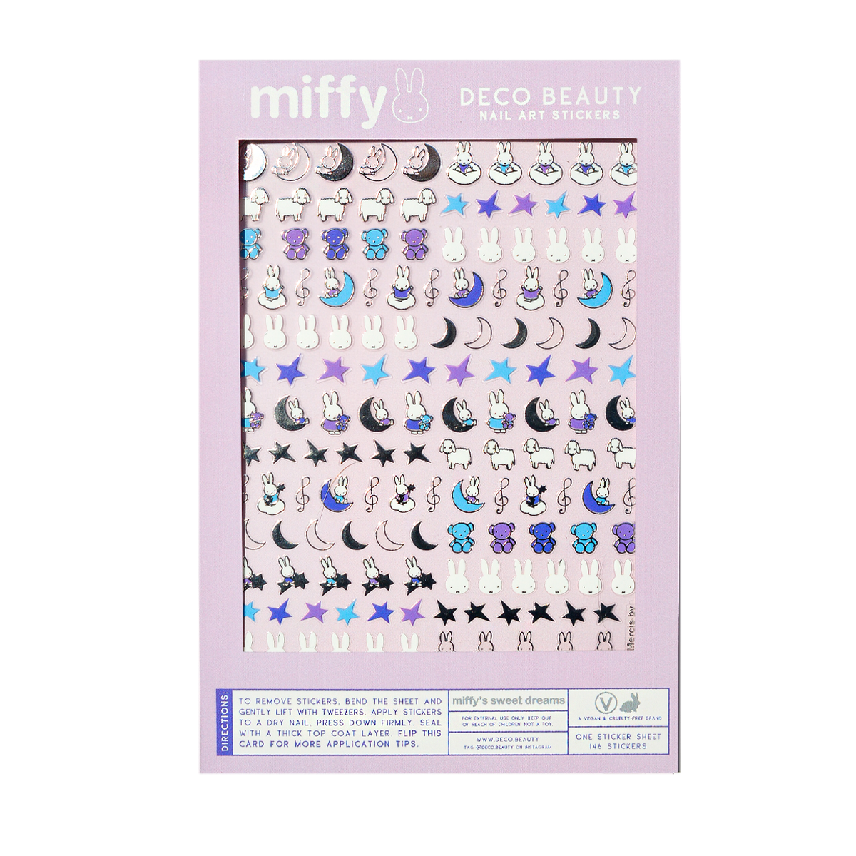 Deco Beauty 'Miffy's Sweet Dreams' sticker sheet flat lay on white background