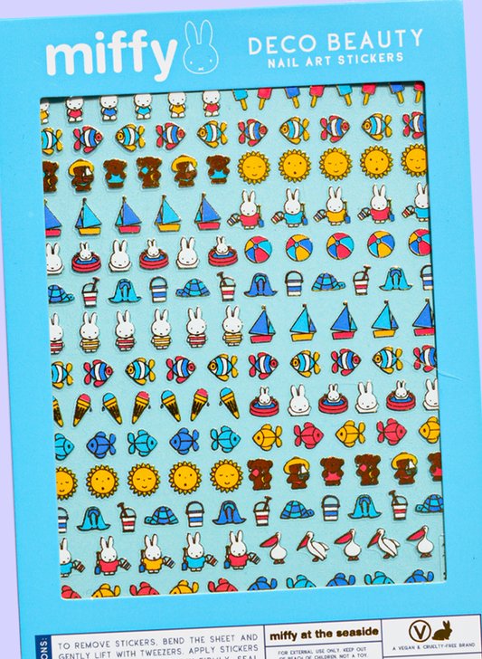Miffy at the Seaside nail art sticker sheet flat lay