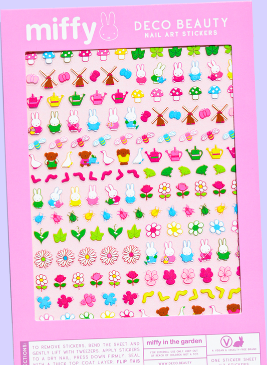 Miffy in the Garden nail art sticker sheet flat lay