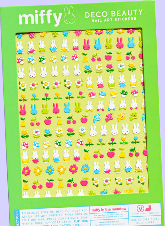 Miffy in the Meadow nail art sticker sheet flat lay