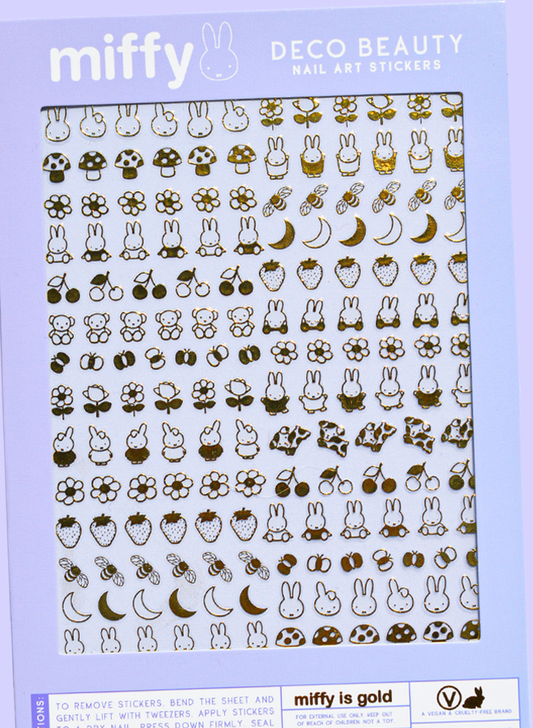 Miffy is Gold nail art sticker sheet flat lay
