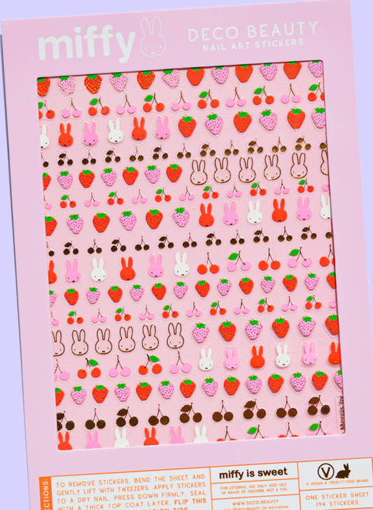 Miffy is Sweet nail art sticker sheet flat lay