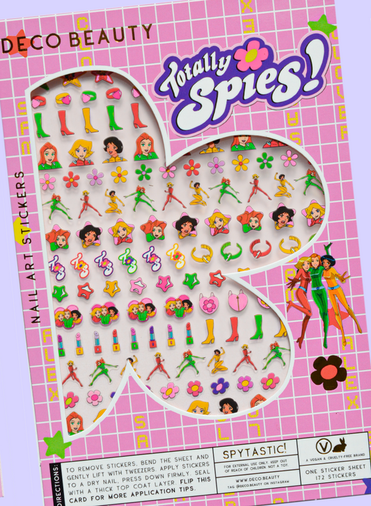 Spytastic! sticker sheet on purple background