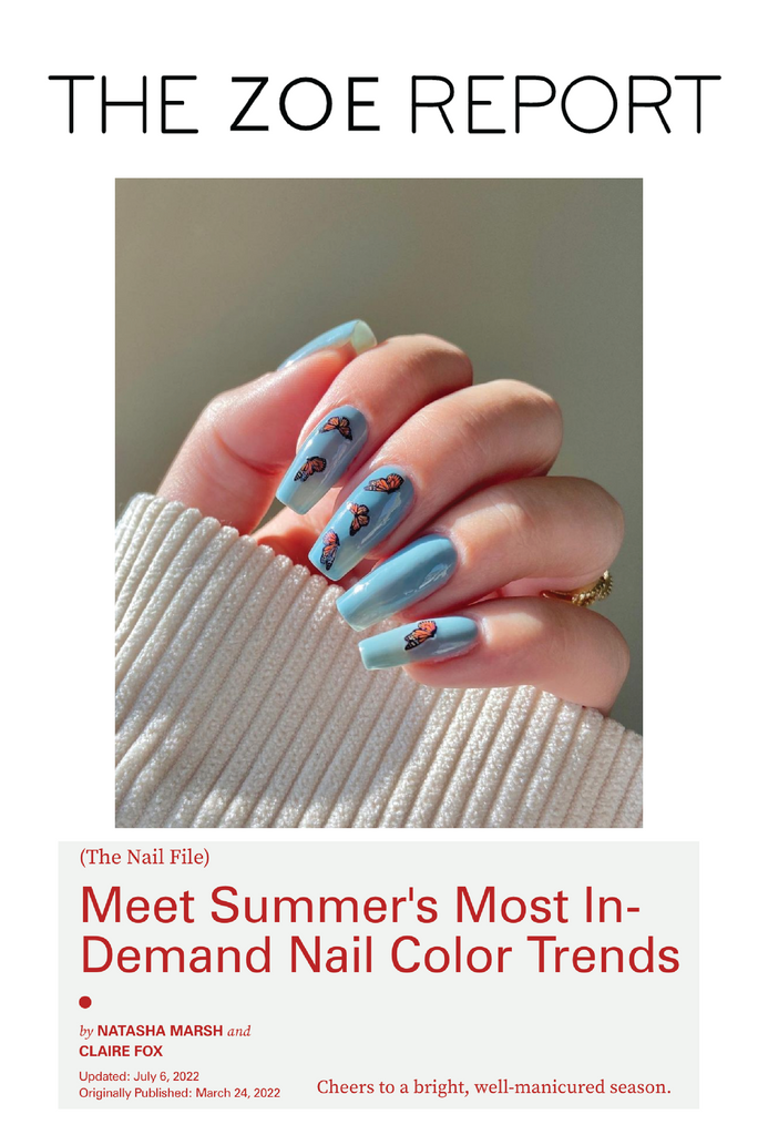 The Zoe Report press feature showing butterfly nails