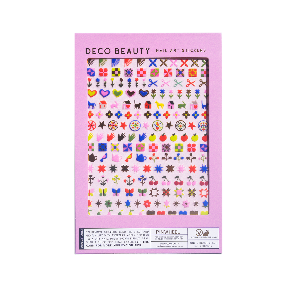 Pinwheel nail art sheet flat lay on a white background