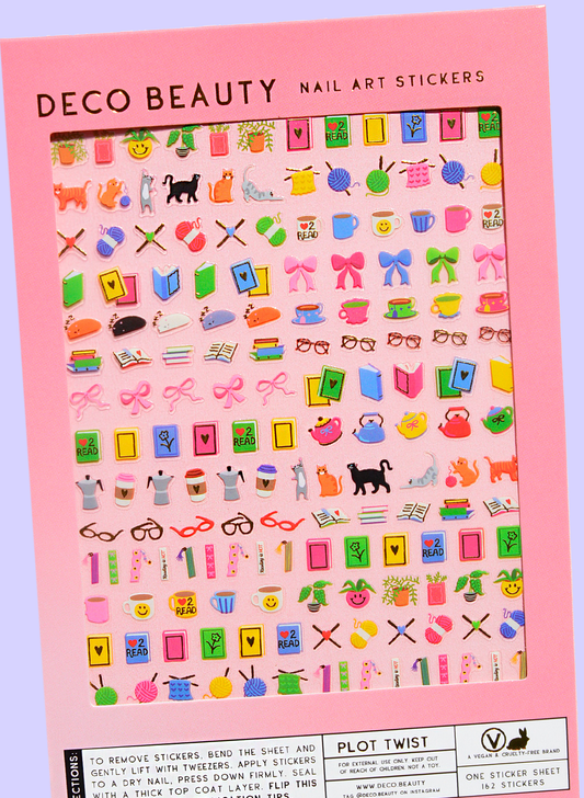 Plot Twist nail art stickers flat lay