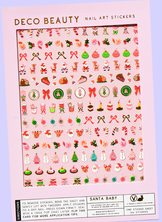 Santa Baby nail art sheet flatlay