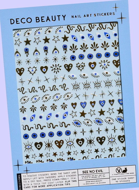 See No Evil nail art sheet flat lay