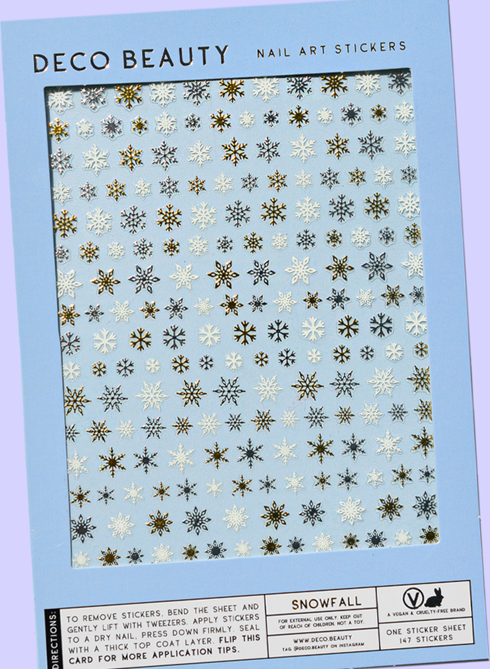 Snowfall nail art sheet flatlay